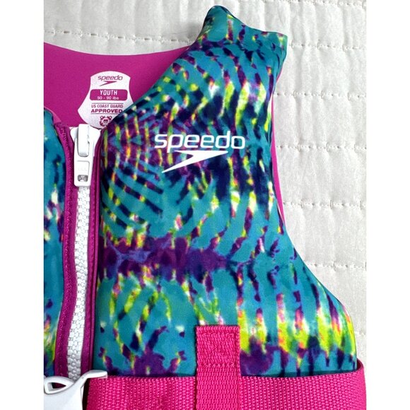 Speedo Youth Swimming Life Jacket Vest Junior Purple/Pink PFD USCG 50-90 LBS - Picture 2 of 5